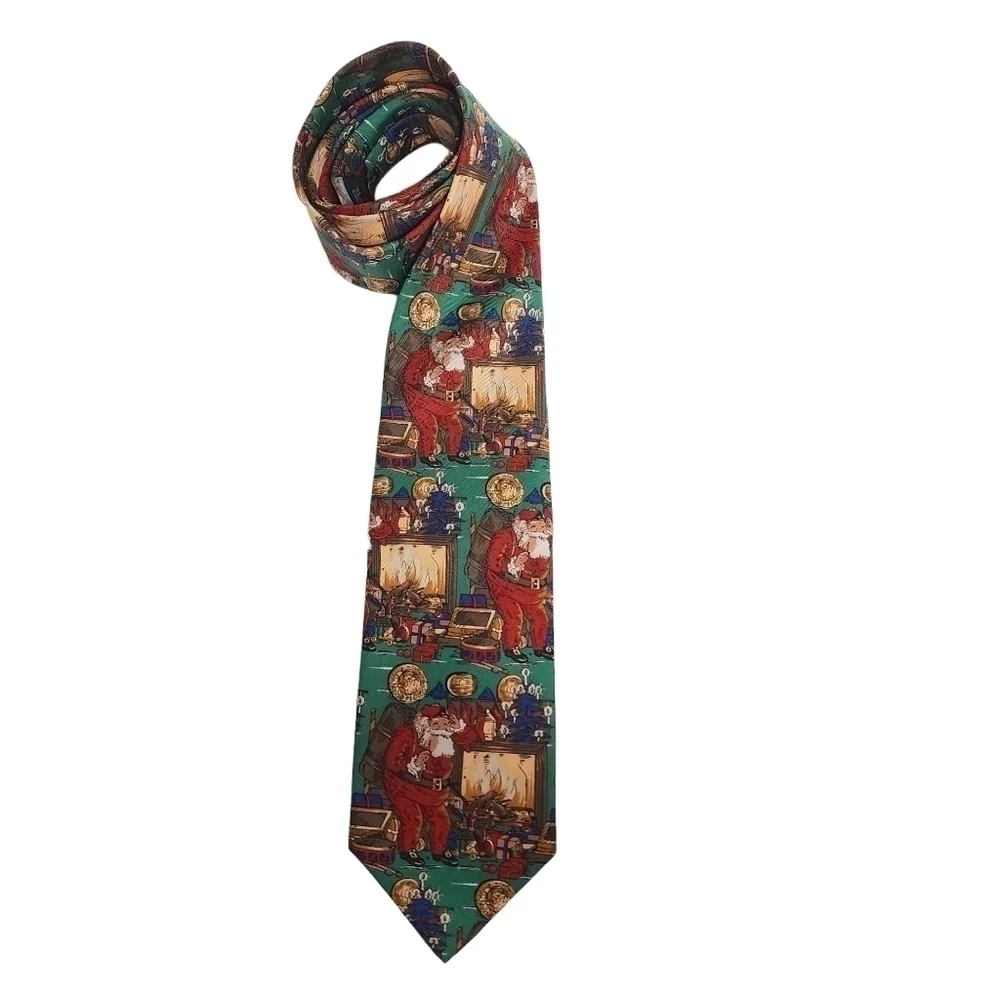 ROBERT TATBOTT 100% SILK CHRISTMAS SANTA TIE